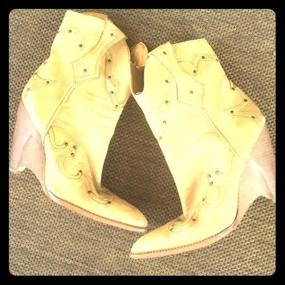 BCBGirls Shoes - Mustard yellow BCBGirls high heel cowboy boots